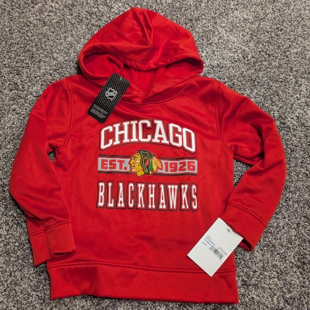 NHL Chicago Blackhawks Hoodie Toddler 4T Red NWT Fleece Lined Hockey Sweatshirt